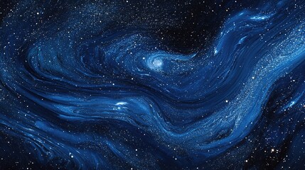 Wall Mural - Deep Blue Abstract Galaxy with Swirling Stars in Cosmic Scene