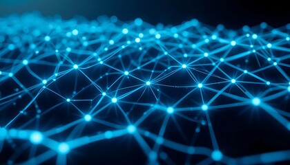 Poster - Abstract Network Nodes Illuminated Blue Lines