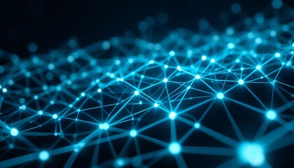 Poster - Abstract Network Connections Blue Light Pattern