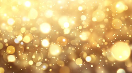 Wall Mural - abstract bokeh light background with soft golden glow and blurred sparkling circles, perfect for ele