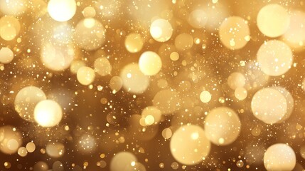 Wall Mural - abstract bokeh light background with soft golden glow and blurred sparkling circles, perfect for ele