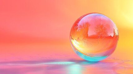 Poster - Glass sphere reflecting colorful sunset.