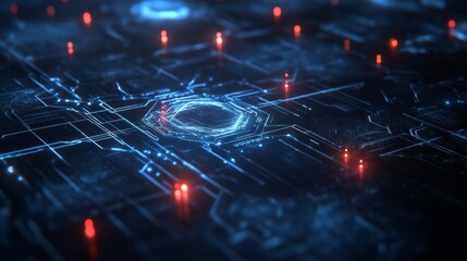 Abstract Network Map with Glowing Lines and Nodes