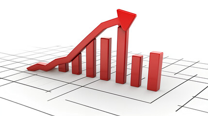 Poster - A large red arrow points downwards over a gridded financial chart showing a sharp decline in value, with the bars of the chart going from high to low