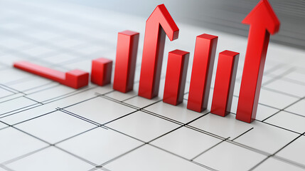Poster - a large red arrow points downwards over a gridded financial chart showing a sharp decline in value, 