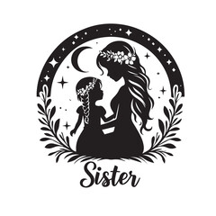 Sister silhouette vector design