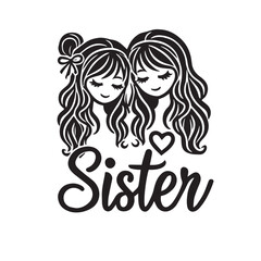 Sister silhouette vector design