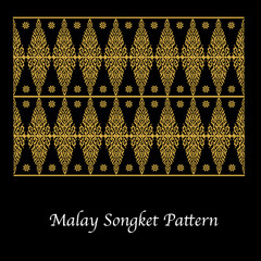 beautiful simple songket seamless floral pattern vector traditional tribal Malay ornament wallpaper fabric design pixelated embroidery texture 