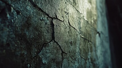 Poster - Cracked, textured wall with dark, grunge aesthetic.