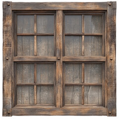 Poster - Rustic Wooden Window Frame with Six-Pane Design