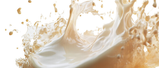 Aufkleber - Dynamic Milk Splash in Mid-Air on transparent Background