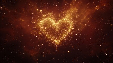 Poster - A dark maroon background with golden sparkles forming a heart cluster in the center.