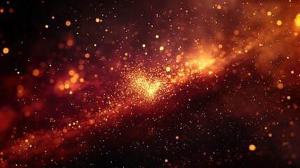 Poster - A dark maroon background with golden sparkles forming a heart cluster in the center.