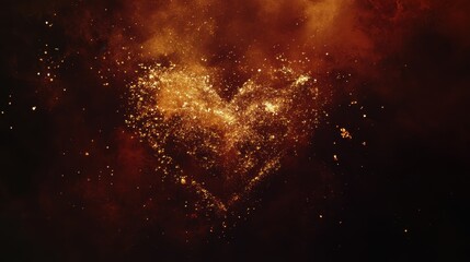 Poster - A dark maroon background with golden sparkles forming a heart cluster in the center.