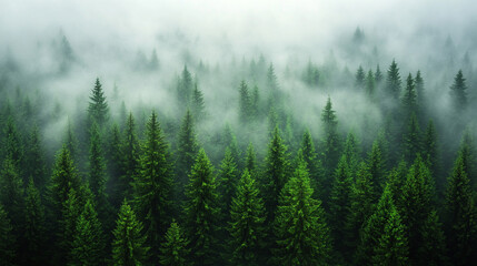 Wall Mural - Aerial view of a lush young green forest in vibrant spring or summer symbolizing renewal growth vitality and interconnected chaos of nature viewed from above with dense treetop patterns

