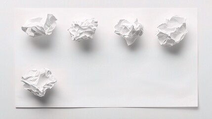 Poster - Crumpled White Paper Sheets with Textures on Blank Background