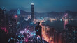 © Teeraphon - Smart digital Innovation city with connection network reciprocity over the cityscape. of future smart wireless city and social media networking systems that connects business people with in city