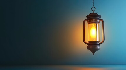 Poster - Vintage Lantern Illuminating a Dark Background with Warm Glow