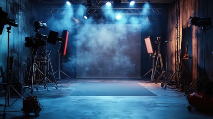 Poster - Professional Photography Studio with Soft Light and Smoke Effects
