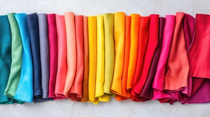 Poster - Colorful Fabric Swatches Displayed in a Beautiful Gradient Arrangement