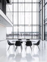 Poster - A bustling reception area with signs indicating privacy protocols, calm patients filling forms on encrypted tablets, sleek contemporary furniture
