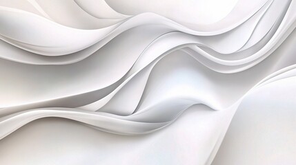 Poster - Modern Abstract Wallpaper with Wavy Fluid Lines in White Tones