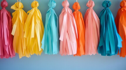 25.Bright paper tassel garland for holiday decor