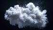 © Aisha - A single white cloud with smooth and fluffy textures, resting on a dark black backdrop, high contrast