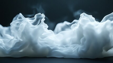 a soft white cloud with billowy edges, hovering gently on a black background, minimal and clean