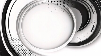 Poster - Abstract Black and White Circles on Plain Background Design