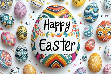 Wall Mural - A vibrant and colorful display of Easter eggs that brings joy and festive greetings to all, showcasing the artistic spirit and traditions associated with this joyful holiday and its celebrations