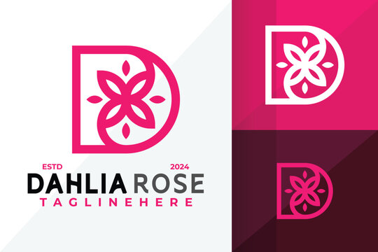 Letter D Rose Logo Icon Vector Design Illustration