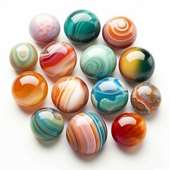 Canvas Print - Colorful Marble Set on a white Background 