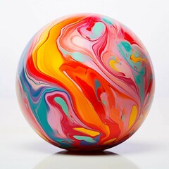 Wall Mural - Abstract Picture of a Rainbow Marble Ball on a White Surface