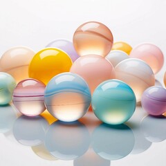 Canvas Print - Pastel Marbles on a white Background 