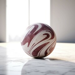 Canvas Print - Abstract Photo of Maroon Marble Ball on White Surface 