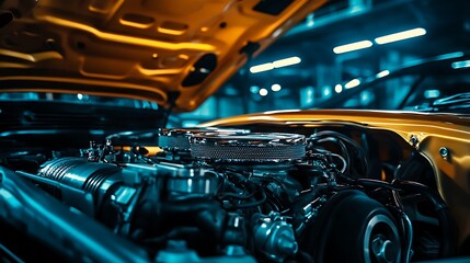 Close up of a Classic Car Engine