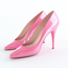 Poster - Pink High Heels on White Surface