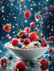 Canvas Print - Cereal Bowl with Berries and Granola