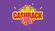 © Aftab - Cashback offer Logo. background text design with money. Purple background.