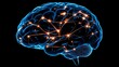 © TawaUStock - 3D rendering of the human brain with highlighted neurons and synapses firing, soft backlight illuminating the contours, neon highlights adding intensity, mood of thought and awareness