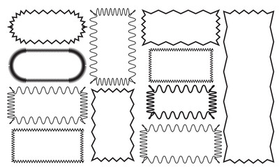 Aufkleber - Set of Frames with Corrugated Edges. Simple Labels with Zig Zag Borders.  Modern Design Elements for Photo and Picture, Frames and Tags. Vector illustration. isolated on white background. EPS 10