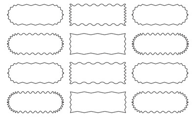 Aufkleber - Set of Frames with Corrugated Edges. Simple Labels with Zig Zag Borders.  Modern Design Elements for Photo and Picture, Frames and Tags. Vector illustration. isolated on white background. EPS 10