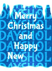 Poster - Animated Christmas poster with the inscription Merry Christmas and Happy New Year. Christmas card with inscriptions