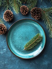 Sticker - Pine Cones on Plate with Pine Branch