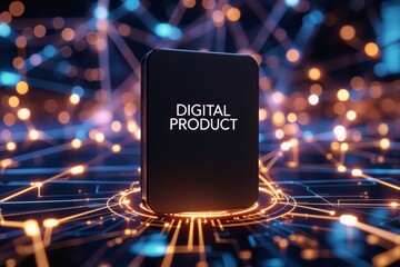 Aufkleber - Digital product concept on futuristic network background.