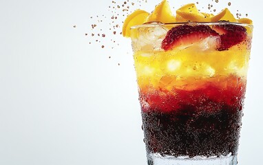 Wall Mural - A glass with ice cubes and fruit