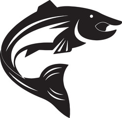 A salmon fish silhouette vector template in white background.
