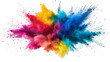 © Song Long - colorful rainbow holi paint color powder explosion isolated white wide panorama.Colorful mixed rainbow powder explosion isolated on white background. Colorful ink powder splashes on white background.