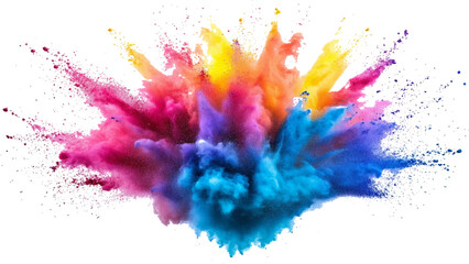 Wall Mural - colorful mixed rainbow powder explosion isolated on white background. Rainbow paint splash multicolor powder explosion on white background. 